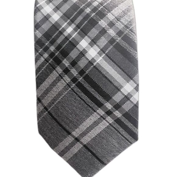 Van Heusen Men’s Classic Black/white/Gray Plaid Tie Office Preppy Corpcore - Picture 1 of 9